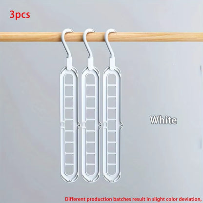 3Pcs, Plastic 9-Hole Foldable Hangers, Heavy Duty Space Saving Clothes Organizer Hangers, for Room, Closet, Wardrobe, Home & Dor